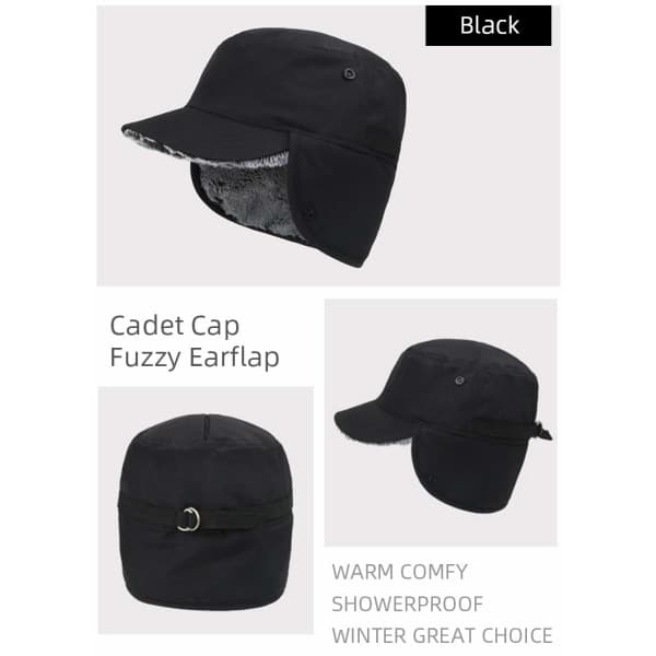 Galaxy Cap varm hue med øreklapper - 101 % nylon og kunstig pels (sort) Black