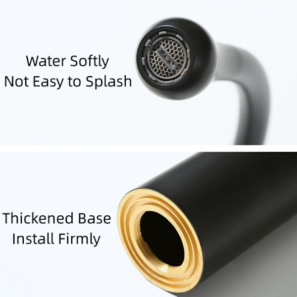 Modern Hög Blandare Ettgreppsblandare Kreativ Design för Badrum Kök med G3/8 Slang Svart, DEBUNS
