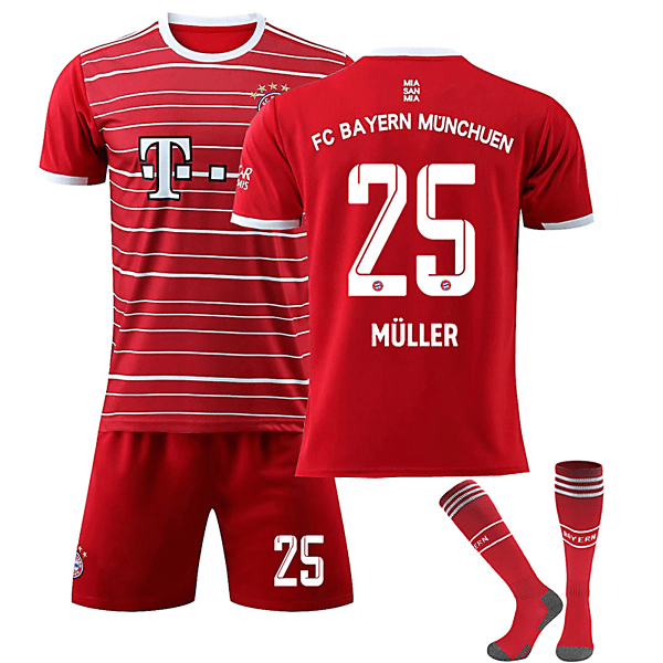 22/23 Ny Sæson Hjem FC Bayern München MULLER Nr 25 Børnetrøje Barn-28