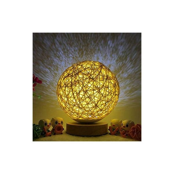 Trebordlampe, dekorativ nattlampe i tre med USB-lader for soverom, stue, nattbord, hodegavl, Cafe R