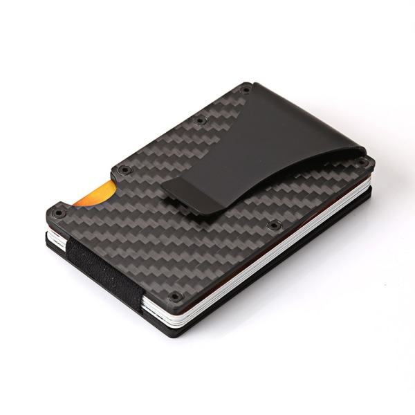 Män Slim Carbon Fiber Kreditkortsholder RFID Blocking Metal Wa Sort