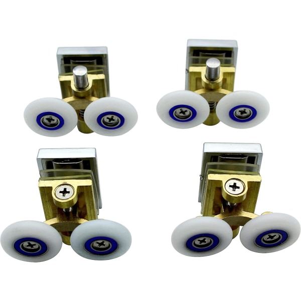 4-pack duschdörrshjul - Duschhjul - Skjutskenor - Stödarm av mässing med 25 mm diameter hjul för duschvägg, duschrum