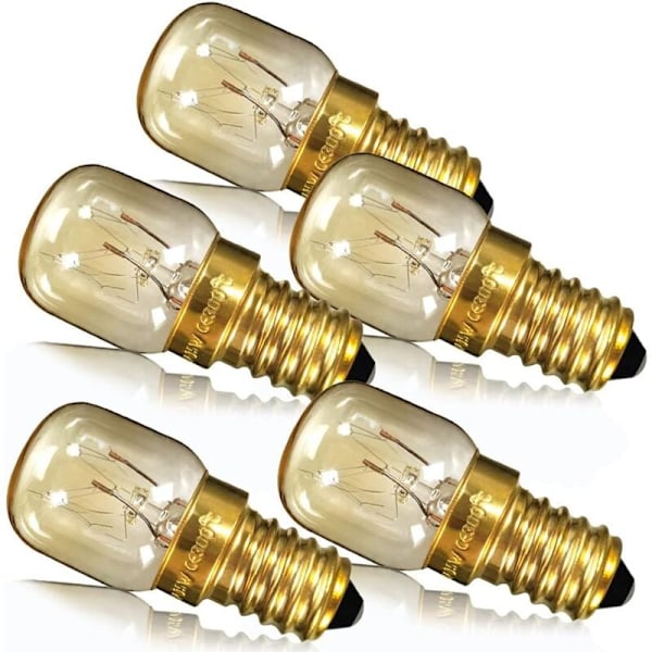 Pakke med 5 ovnpærer 15W Lille Edison Skrue E14 Messing Base Saltlampe Pære Pygmæ Pære