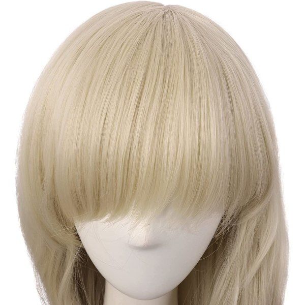 TG 80 cm sidolångt för kvinnor Långt lockigt hår syntetisk peruk (blond)