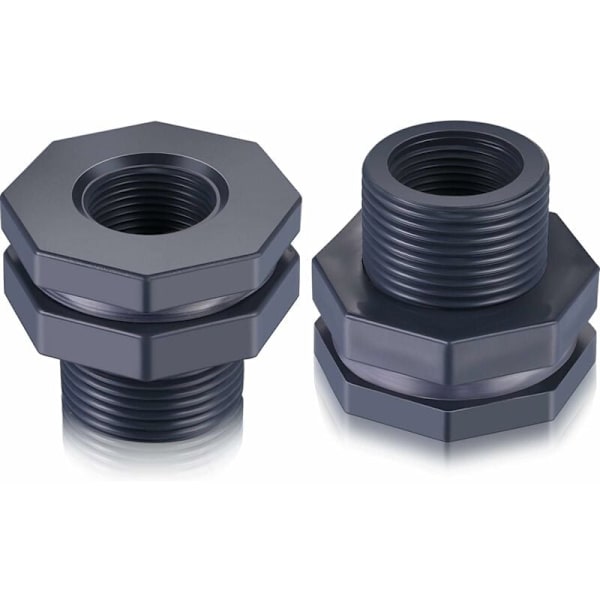 2-delt PVC skotfitting til regnvandstønder, akvarier, vandtanke (3/4\")