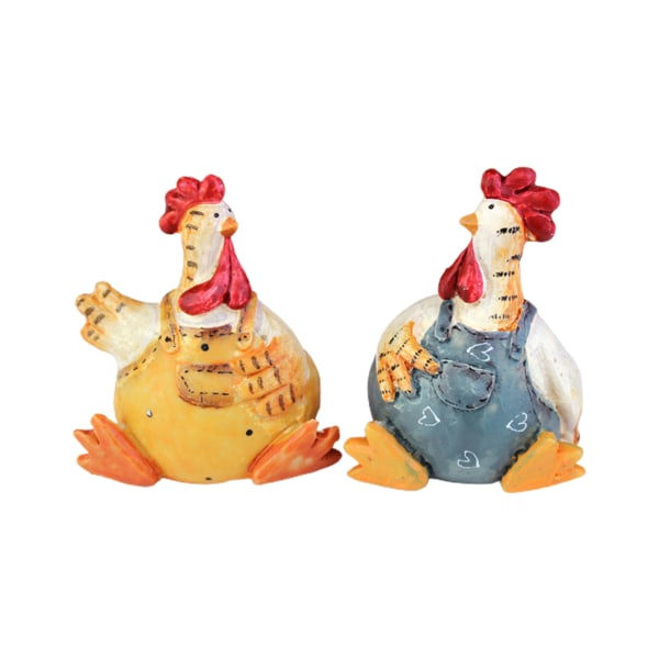 Söpö kana ja kukko puutarha koriste miniatyyri veistos