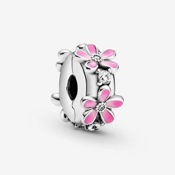 Pandora Stil S925 Herre Dame Sterling Sølv Rosa Tusenfryd Klips Anheng
