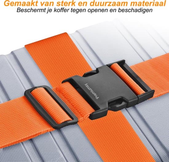 Premiumsy Bagageremmar för resväskor, 6-pack justerbara resväskbälten med 2 bagagebrickor i silikon, resetillbehör, orange