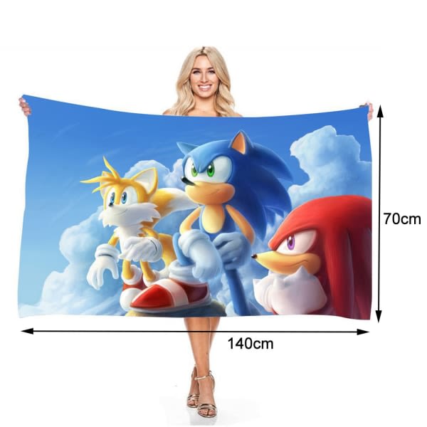 TG Sjov Sonic The Hedgehog Stor Mikrofiber Strandhåndklæde Badehåndklæde B