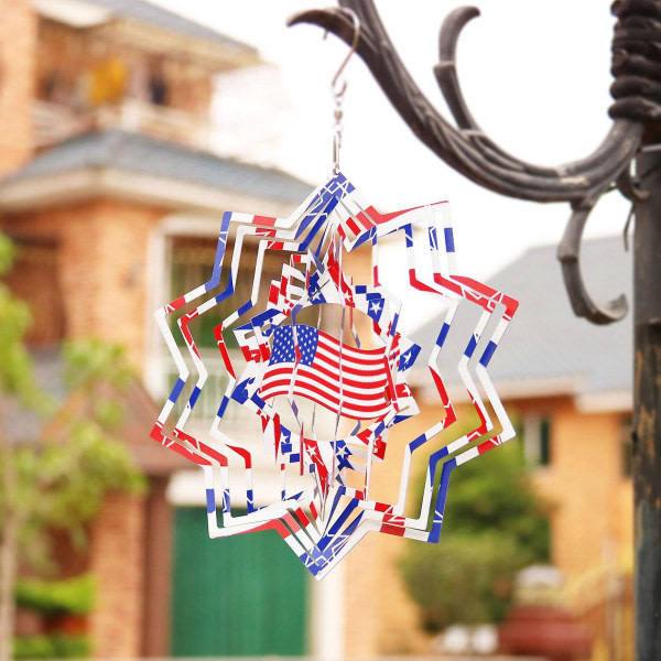 Wind Chimes iögonfallande flaggmönster Plast Roterande vindklocka ornament