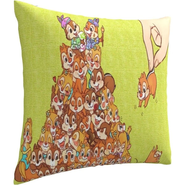 Chip N Dale Anime Pudebetræk Pudebetræk Fritid Blød Tegneserie Tæppe Kaste Pudebetræk Hjemmeindretning Til Sofa Sofa Seng Bil 18 X 18 Tommer