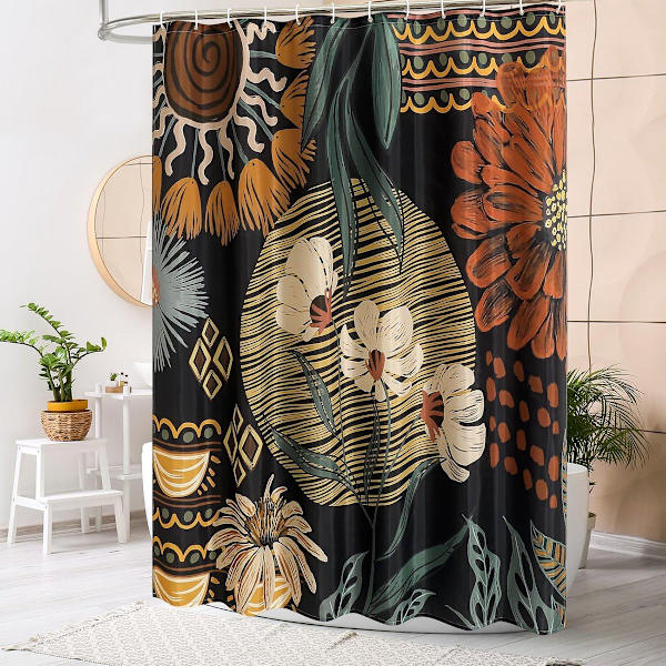 Bohemsk dusjforheng, anti-mugg, vaskbar polyester, 180x200 cm