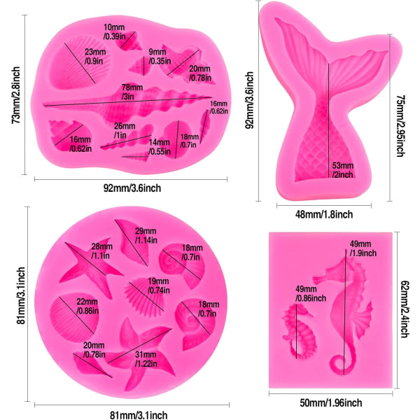 TG DIY - Marine tema form, havfrue tema former Verktøy Fondant kakeformer for kake muffins dekorasjoner