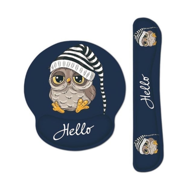 Söt musmatta med tangentbords handledsstöd, halkfri ergonomisk för arbete och spel, Chubby Cat 1