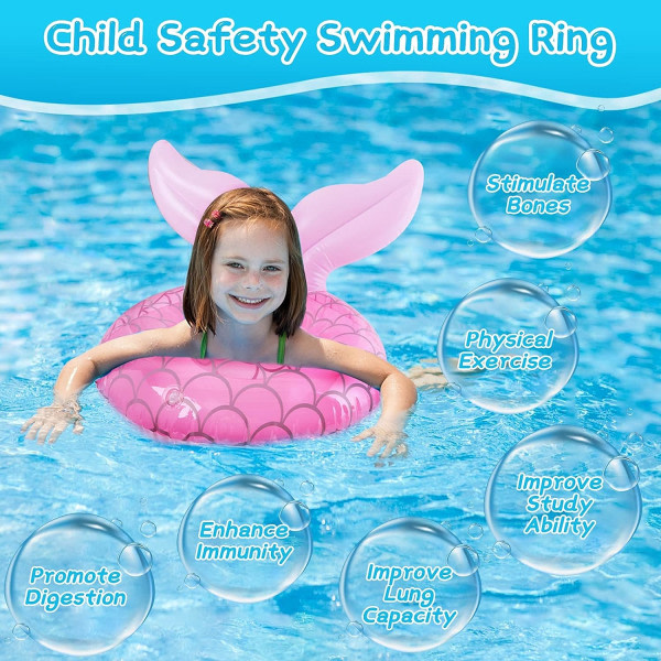 Baby Simring Flytring Uppblåsbar Baby Simring Flytring Pool Flytring för Barn Småbarn, Uppblåsbar Simring Midja Flytringar (Rosa)