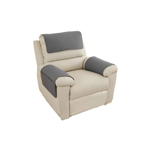 Lenestoltrekksett, Vanntett Vattert Sklisikkert Møbelbeskytter i Polyester med Lommer for Sofa Lenestol, Mørk Grå