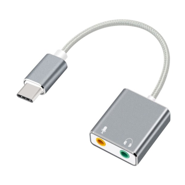 Extern ljudkort USB-C till 3,5 mm in och ut Silver