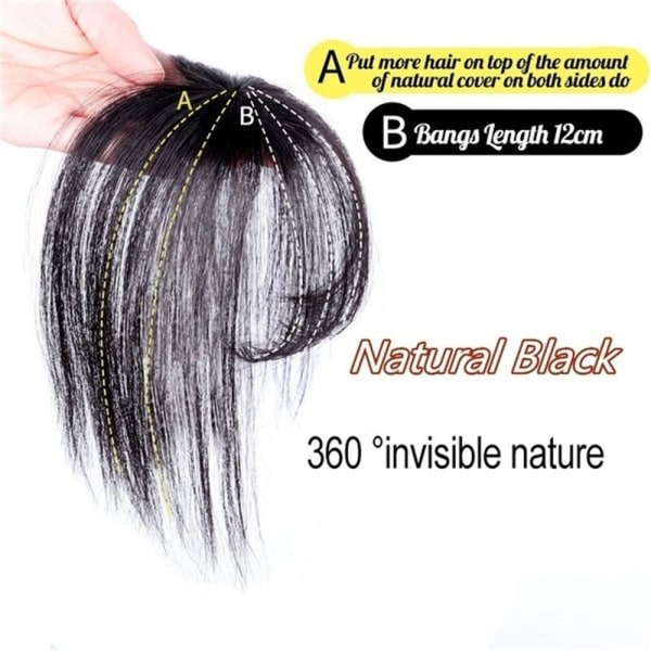 TG 3D Air Bangs Hairpiece Thin Hair Topper NATURLIG SVART Natursvart