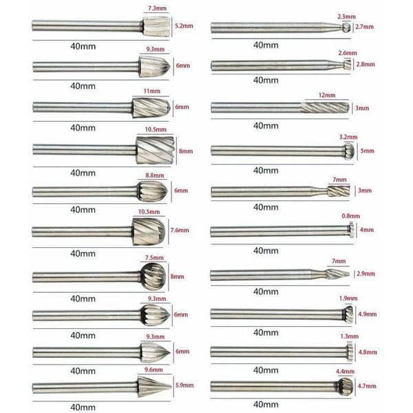 20-pack Dremel Tungstenkarbid Fräsborrar Borr Bits Roterande Slipmaskin..AVGRADER