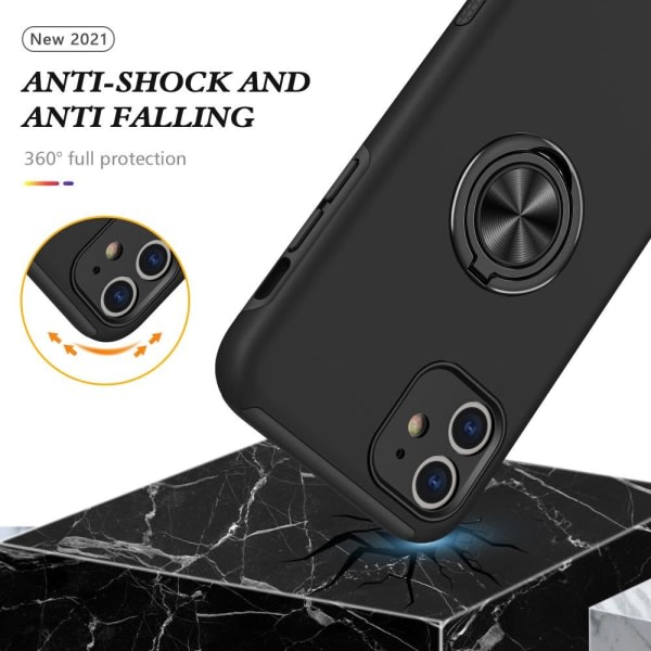 iPhone 11 Hybrid etui med Finger Ring - Sort Sort
