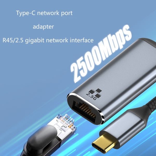 Typ-C - Ethernet-sovitin, USB Typ C - RJ45 10/100/1000 2,5 Gb Gigabit Ethernet LAN-nätverksadapteri Ethernet HOT SWAP