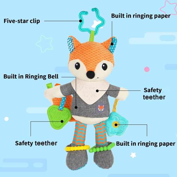 Galaxy Fox Barnevogn, Rattle Toy, Bånd til småbørn, Orange Orange