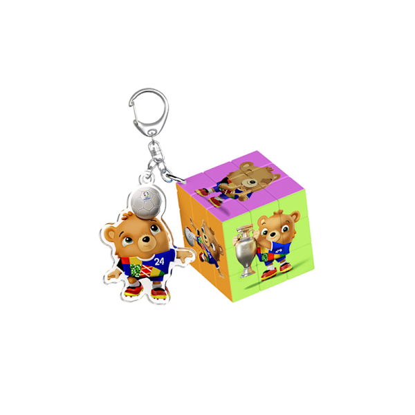 2024 Saksan jalkapallon EM-kisojen maskottiavainnauha kolmen kerroksen Rubikin kuutio pieni Rubikin kuutio riipus laukku koriste lahja Maskotti Heading the B Mascot Heading the Ball Small Rubik's Cube