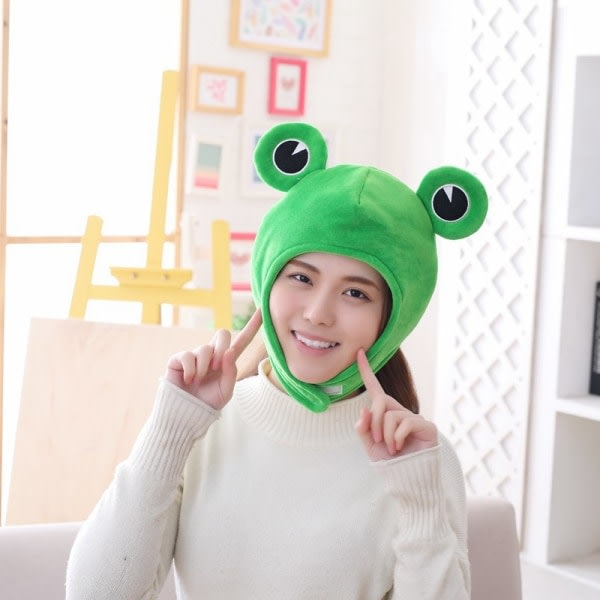 Tegneserie Sjov Bedårende Plys Frog Hat Cosplay Kostume Klædning - Perfekt