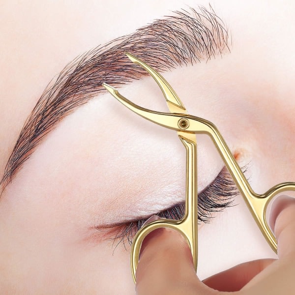 Galaxy Pincett för ögonbryn, saksofoni i form av ögonbryn, hårplockare med rak spets (guldpläterad, 3 kpl)
