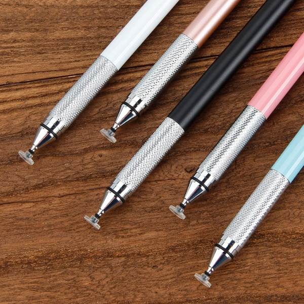 2-i-1 Multifunktionell Pekskärmspenna i Metall Kapacitiv Stylus Penna för Rosa