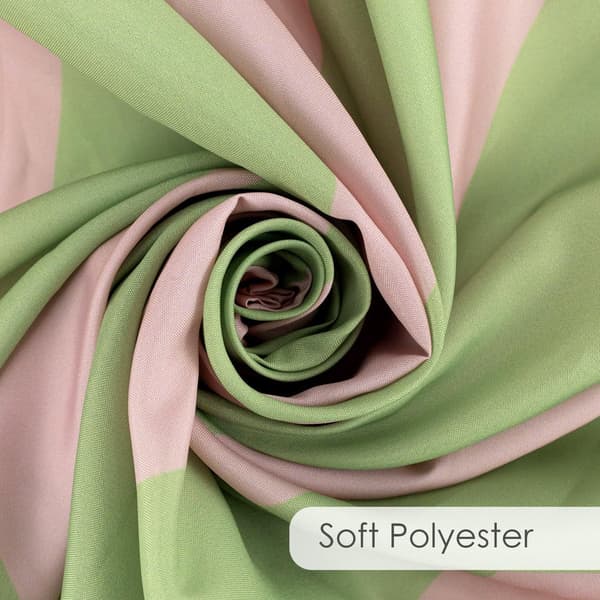 Stribet badeforhæng, vandtæt polyester med 10 rustbestandige kroge til moderne badeværelser, pink og grøn, 182 x 152 cm