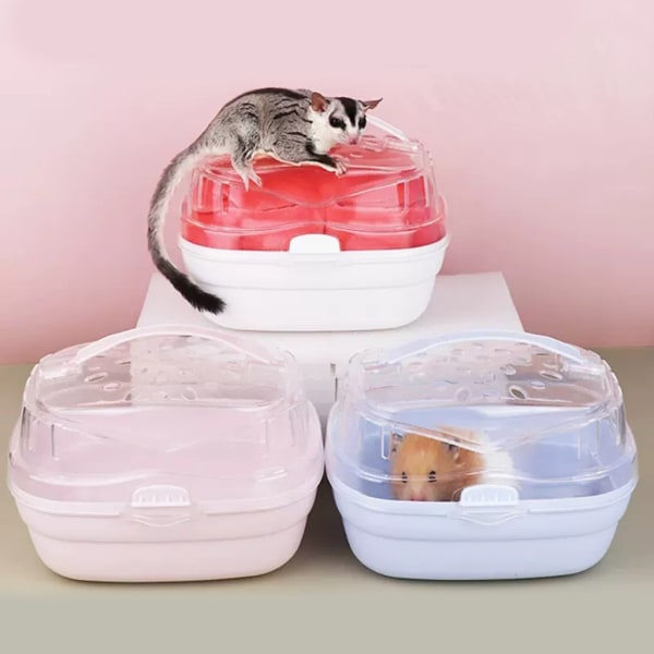 Hamsterbærer Reisebur Ventilerbar Bærveske for Smådyr Kjæledyrmateriale Hvit