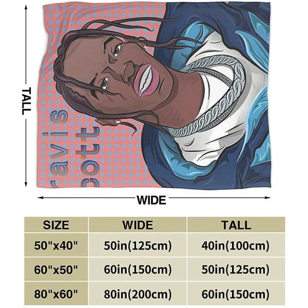 Travis Scott Filt Hem Sovsal Filt Lätt Varm Mysig Kasta Filt-y53 50x40in 125x100cm