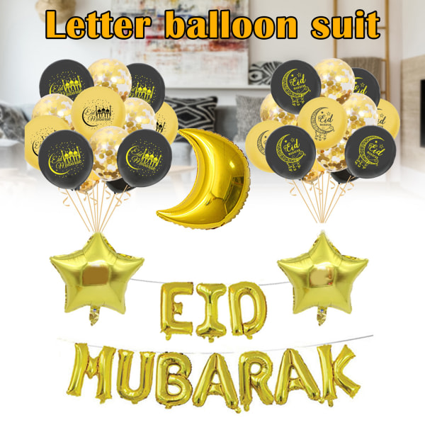 Eid Mubarak ballonger klisterm?rken Vackra ballonger Ramadan dekoration f?r hemfest dekorationer