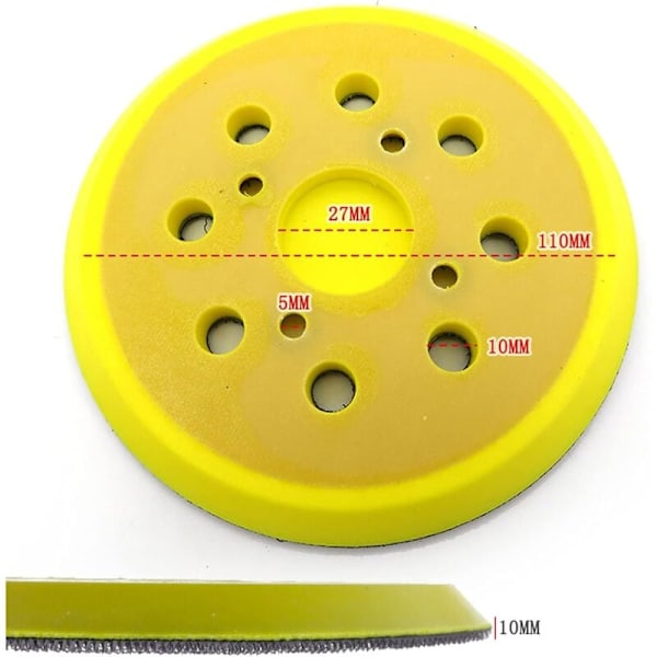 1 stk. 125 mm slibepude, rund 8-hullers slibeskive PU-pude, til slibemaskine blød slibepude erstatning (gul)