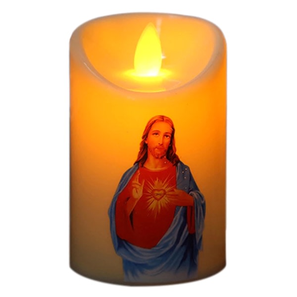 Jesus Kristus Candle Light Led värmeljus romantisk pelare ljus Batteridrivs for kristen kyrka hel dekor null - 1