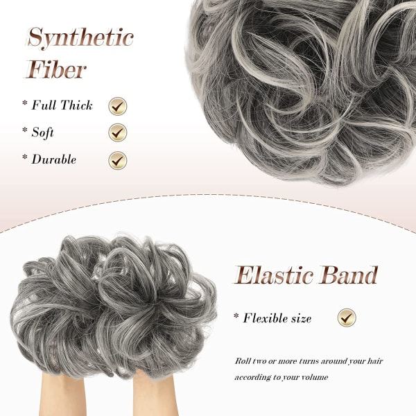 TG Bull Hair Piece Harmaa Hiukset Bulle Scrunchies Extensions Synteettinen