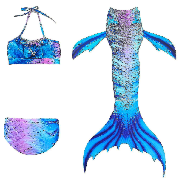 Barn Flickor Mermaid Tail Bikini Set Badkläder Baddräkt Simdräkt Färg 3
