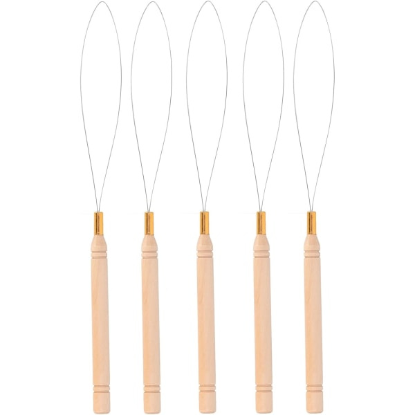 TG Hårförlängnings Loop Nål Set Enkel Användning Dragkrok Nål Flexibel för Hemmet Beige