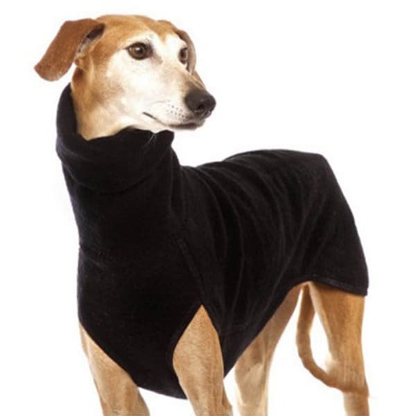 Vintertrøje med høj krave til store hunde, slidstærk og sort, XL