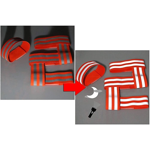 6x Reflekterande Elastiska Armband, Säkerhetsreflexband för Promenader, Cykling, Hund