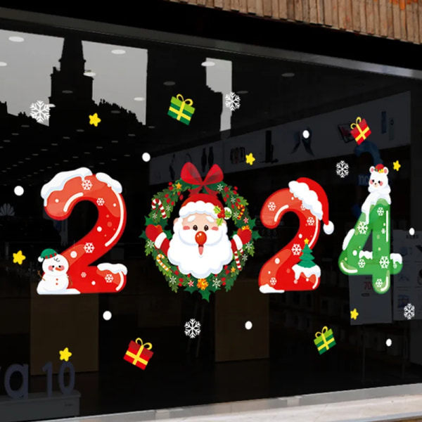 2024 God Jul Vindue Dekal Julemand Snefnug Elg DIY Hjem Vægge Dekoration Julepynt Næsten År Gave Julepynt