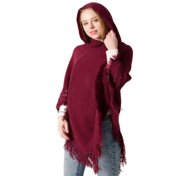 Höst/Vinter Hoodie Cape Lös Shalws med tofsar för Dam