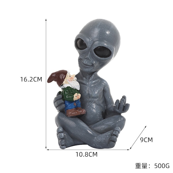 Dvärg Resin Ornament Alien Rolig Halloween Dekoration Trädgård Elf Konstverk Dvärg Ornament Dwarf 12.5*9*18cm