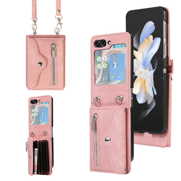 TG- case , joka on yhteensopiva Samsung Galaxy Z Flip 5 -puhelimeen, cover , korsu ja vaaleanpunainen