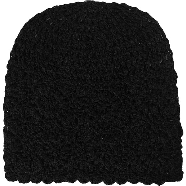 Galaxy Dam sommarstickade mössor Handgjorda virkade mössa Slouch Beanie Hat (svart)