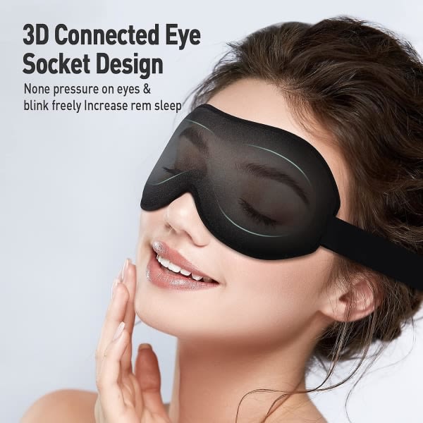 Sömnmask for kvinder och män, 3d-ögon-sömnmask for sidoslipare, 100 % silke mørkläggningsmaske for cover for sömn