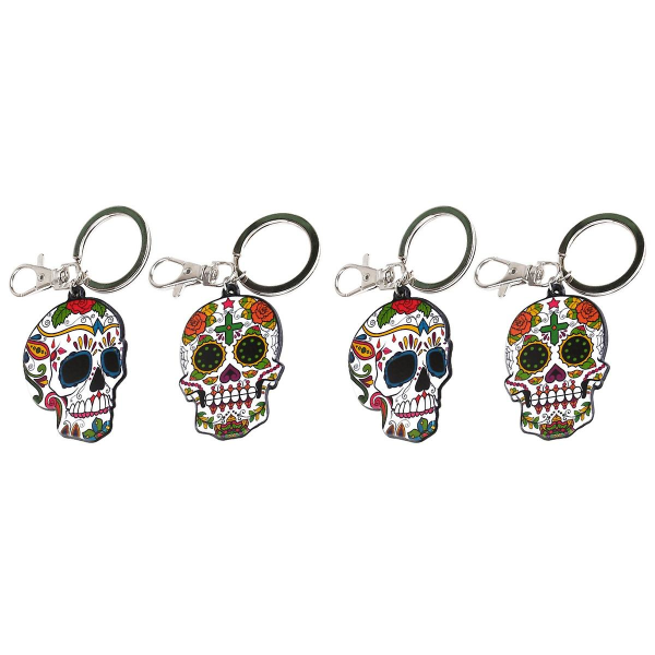 4 st Fashion Akryl Skull Nyckelring Kreativ Nyckelring Halloween Skull Nyckelring
