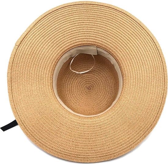 Damstråsolhatt med bred brätte, vikbar UV-skydd justerbar storlek för strand, khaki
