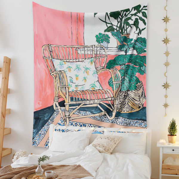 Wekity Botanisk Boho Hemtapet Estetisk Konst Hem Bakgrund Tyg Ornament Present Mandala Gobeläng Ornament (ZJ825-66, 51 X 59 tum)
